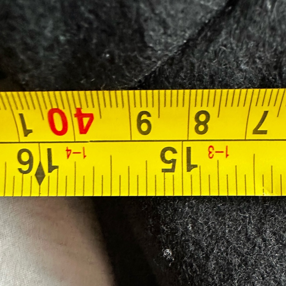 AllSaints Onix Pony Black Wool Coat Tailored Straight Coat Leather Trim Size 2 - Picture 5 of 14